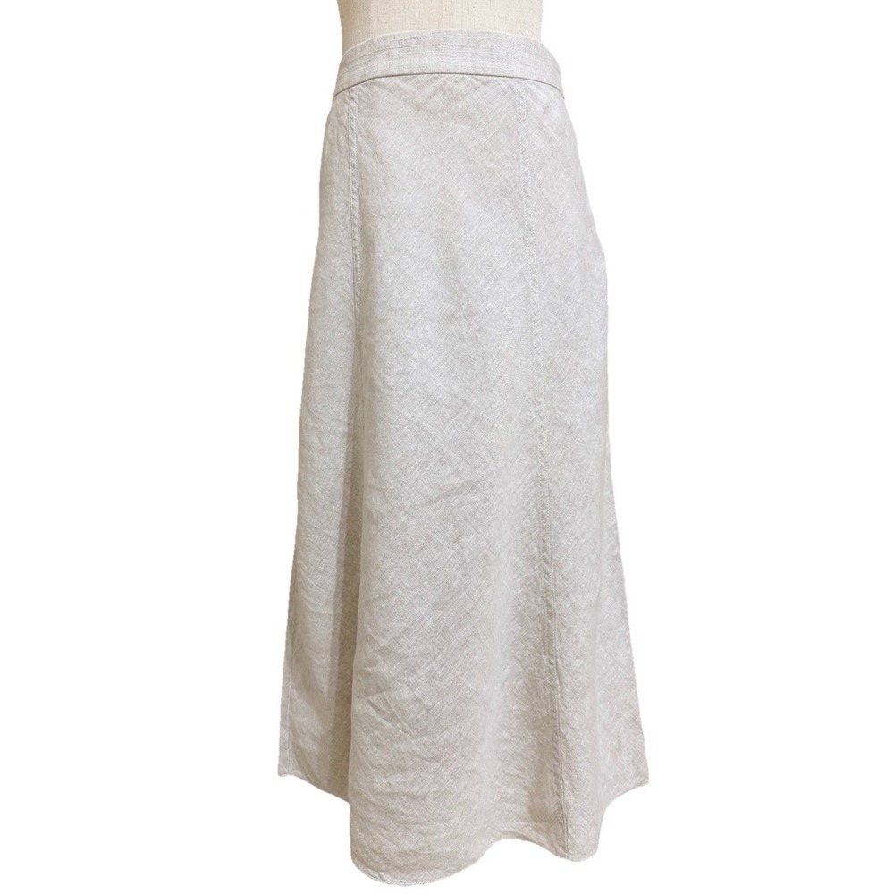 J.Crew Baird Mcnutt Irish Linen Midi Skirt Size 2 100% Linen Khaki Old Money